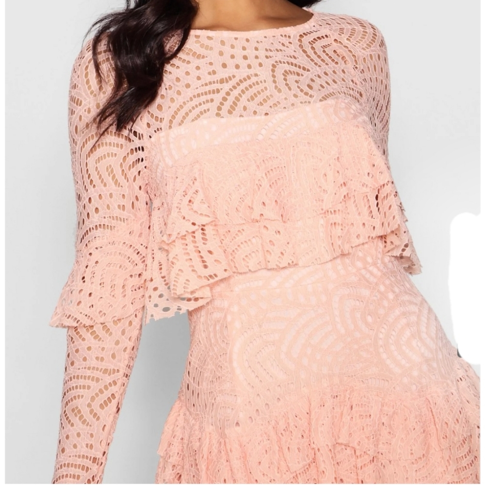 NWT Boutique Lace Ruffle Skater Dress - Picture 1 of 4